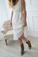 Robe bohème blanche femme été brettelles dentelle