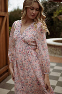 Robe longue femme d'été fleurs rose fluide tendance bohème Violette