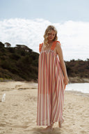 Robe longue femme été Yseult dos nu orange vert rose bohème ethnique