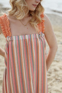 Robe longue femme été Yseult dos nu orange vert rose bohème ethnique