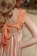 Robe longue femme été Yseult dos nu orange vert rose bohème ethnique