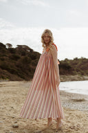 Robe longue femme été Yseult dos nu orange vert rose bohème ethnique