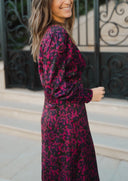 Robe longue Candice fushia décolleté profond soirée élégante création