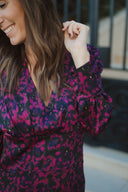 Robe longue Candice fushia décolleté profond soirée élégante création