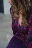 Robe longue Candice fushia décolleté profond soirée élégante création