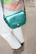 sac en cuir vert paillettes Milo