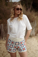 Short en crochet écru bleu rose femme Damon été tendance bohème