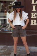 Short en jean gris taille haute femme Farrel