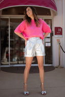 Short femme en cuir similicuir argenté Siag