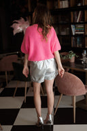 Short femme en cuir similicuir argenté Siag