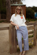 Tee-shirt blanc oversize femme James coeur rouge au dos