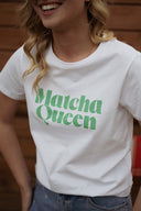 Tee-shirt manches courtes femme blanc été Matcha Queen