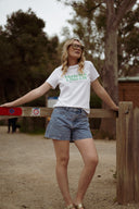 Tee-shirt manches courtes femme blanc été Matcha Queen