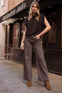 Tee-shirt épaulette noir femme avec strass Ariel