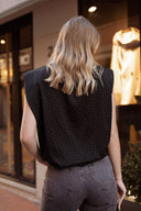 Tee-shirt épaulette noir femme avec strass Ariel