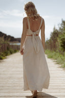 Top en lin beige dos nu femme été tendance bohème Simon