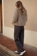 Veste femme fausse fourrure taupe douce souple beige Constance