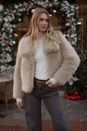 Veste femme fausse fourrure taupe douce souple beige Constance