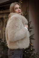 Veste femme fausse fourrure taupe douce souple beige Constance