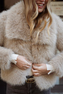 Veste femme fausse fourrure taupe douce souple beige Constance