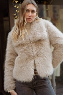 Veste femme fausse fourrure taupe douce souple beige Constance