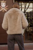 Veste femme fausse fourrure taupe douce souple beige Constance