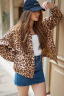Veste bombers femme tendance léopard oversize Leontine