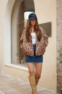 Veste bombers femme tendance léopard oversize Leontine