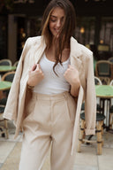 Veste de tailleur femme écru hiver tendance fluide Lise