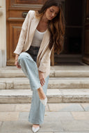 Veste de tailleur femme écru hiver tendance fluide Lise