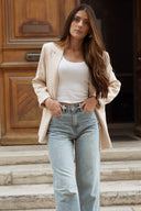 Veste de tailleur femme écru hiver tendance fluide Lise