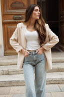 Veste de tailleur femme écru hiver tendance fluide Lise