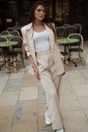 Veste de tailleur femme écru hiver tendance fluide Lise