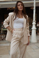 Veste de tailleur femme écru hiver tendance fluide Lise