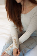 Body dos nu femme gris manche longue