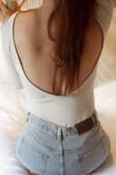 Body dos nu femme gris manche longue