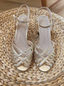 Sandales à talon femme dorées Sateen