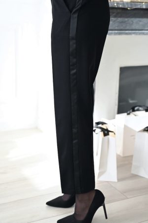Pantalon noir smocking femme made in France Antoine
