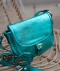 sac en cuir vert paillettes Milo