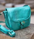 sac en cuir vert paillettes Milo