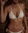 Maillot de bain femme triangle crochet beige Formentera