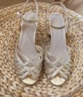 Sandales à talon femme dorées Sateen
