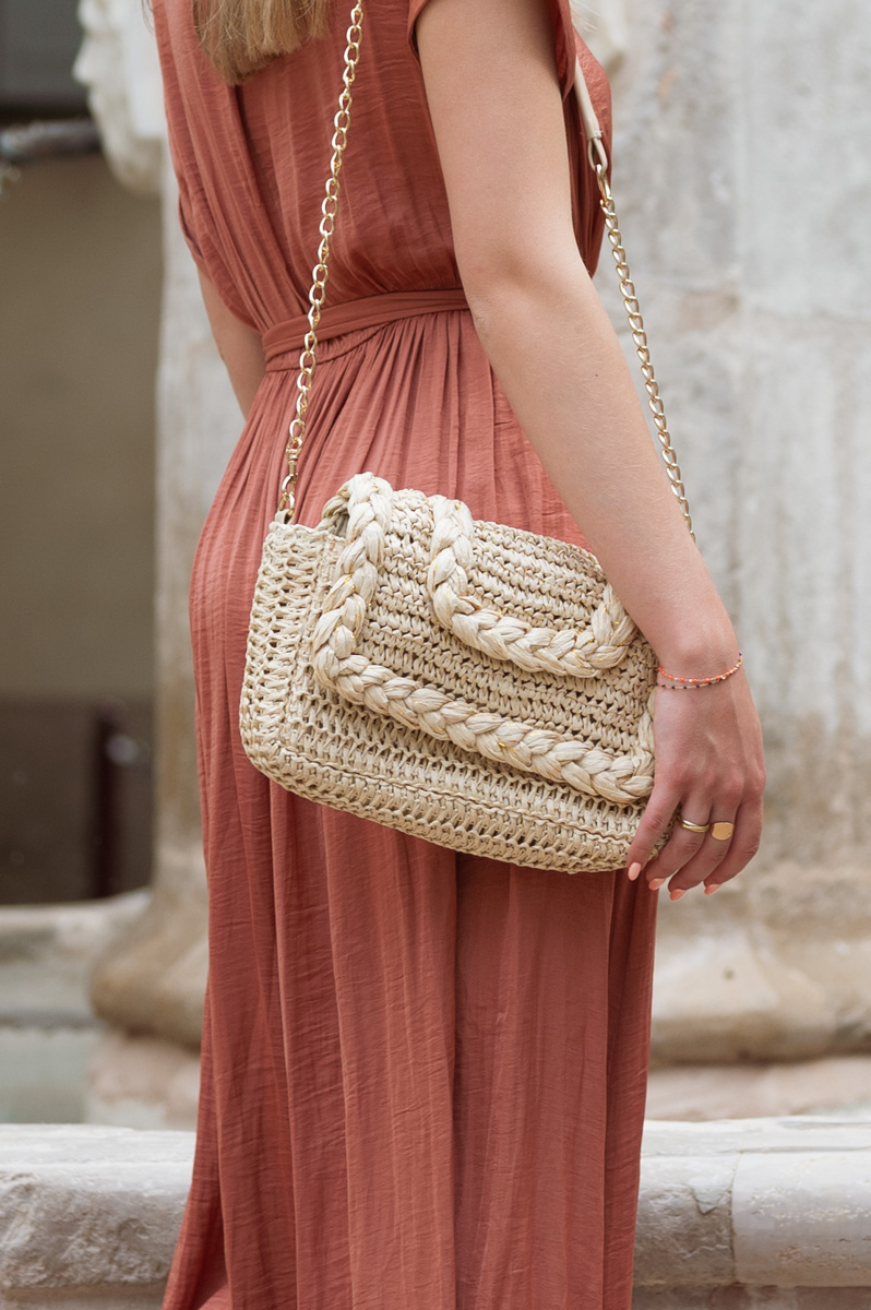 Sac à bandoulière en paille été femme Hermano