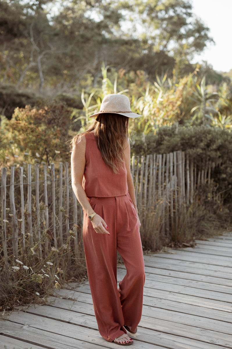 Pantalon fluide terracotta sale