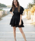 Robe courte noir évasée femme été cérémonie Bella