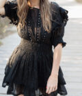 Robe courte noir évasée femme été cérémonie Bella