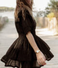 Robe courte noir évasée femme été cérémonie Bella