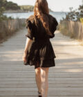 Robe courte noir évasée femme été cérémonie Bella