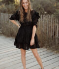 Robe courte noir évasée femme été cérémonie Bella