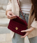 Petit sac rectangulaire bordeaux en coton Darcy
